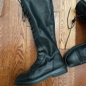 Faux leather soft lace up tall boots